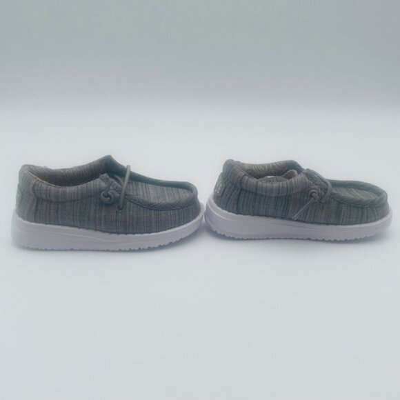 HEY DUDE Wally Toddler Casual Slip On Shoes Gray Linen Blend - Size 7 - Picture 5 of 10